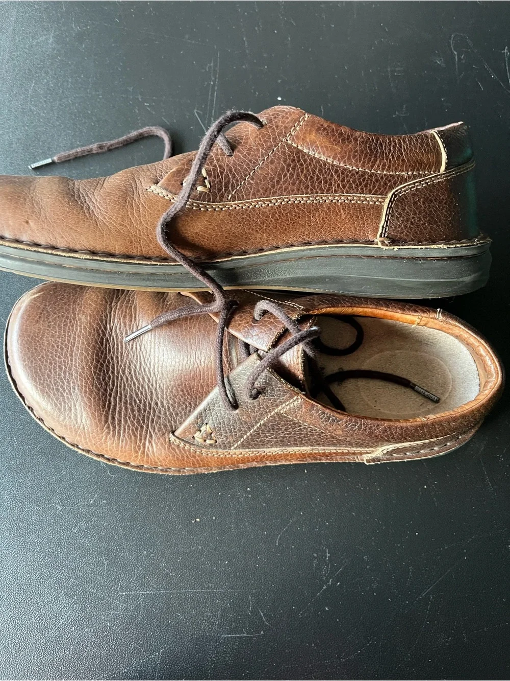 Birkenstock Brown Leather Lace-Up Shoes for Men, 41